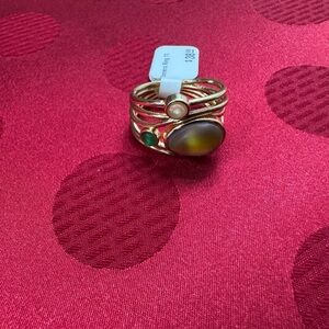 Elegant Gold and Gemstone Ring Set